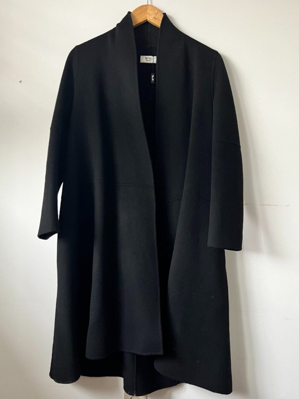 Weill Paris 100% Wool Black Flared Open Coat FR 38 (Small/Medium)